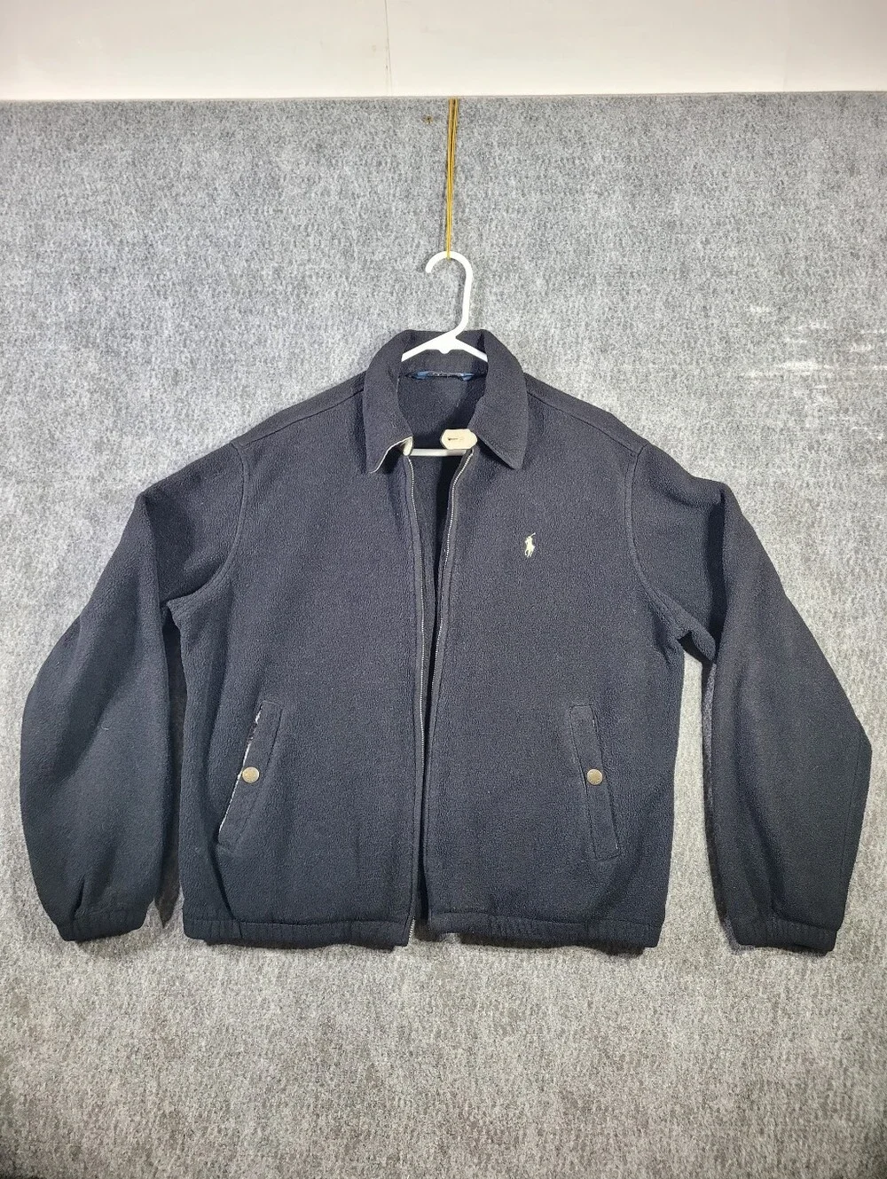 Polo Ralph Lauren Polartec Fleece Jacket Men M Black Broken Zipper No Slider
